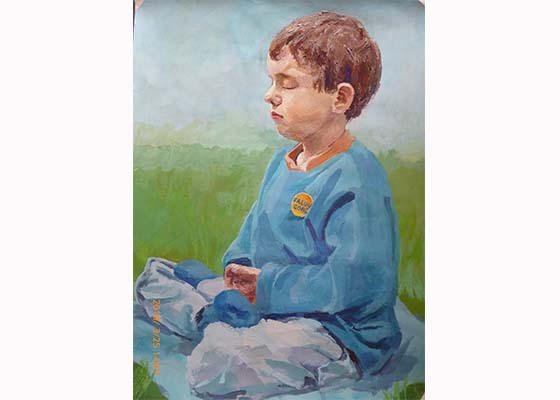 Image for article [Célébrer la Journée mondiale du Falun Dafa] Gouache : Un jeune pratiquant de Falun Gong